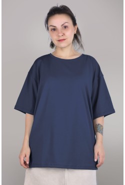 Футболка оверсайз женская цвет индиго  из кулирки supreme
