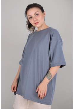 Футболка оверсайз middle grey женская из кулирки supreme