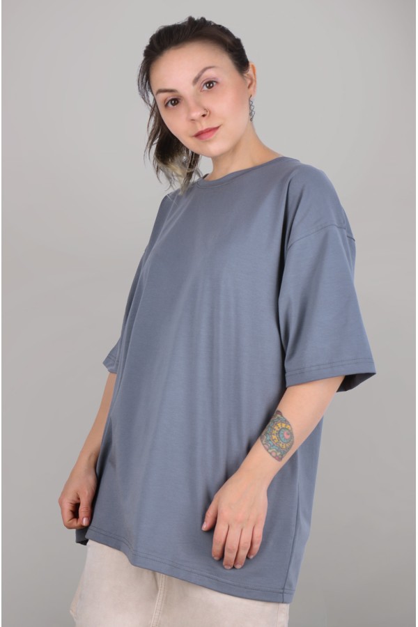  tshirt oversize middle grey woman supreme S-46-Unisex-(Женский)    Футболка оверсайз middle grey женская из кулирки supreme 