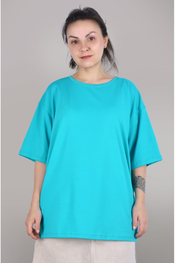  tshirt oversize mint woman supreme S-46-Unisex-(Женский)    Футболка оверсайз мятная женская из кулирки supreme 