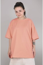  tshirt oversize peach woman supreme XS-44-Unisex-(Женский)    Футболка оверсайз персиковая женская из кулирки supreme 