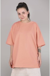 Футболка оверсайз персиковая женская из кулирки supreme