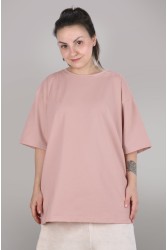 Футболка оверсайз пудровая розовая женская из кулирки supreme