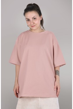 Футболка оверсайз пудровая розовая женская из кулирки supreme