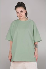 Футболка оверсайз цвет шалфей женская из кулирки supreme tshirt oversize salvia woman supreme XS-44-Unisex-(Женский) Футболка оверсайз цвет шалфей женская из кулирки supreme