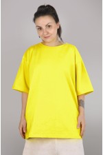  tshirt oversize yellow woman supreme XS-44-Unisex-(Женский)    Футболка оверсайз желтая женская из кулирки supreme 