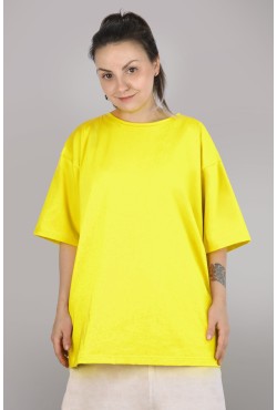 Футболка оверсайз желтая женская из кулирки supreme