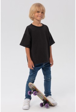 Детская футболка оверсайз черная для деток с 3х лет