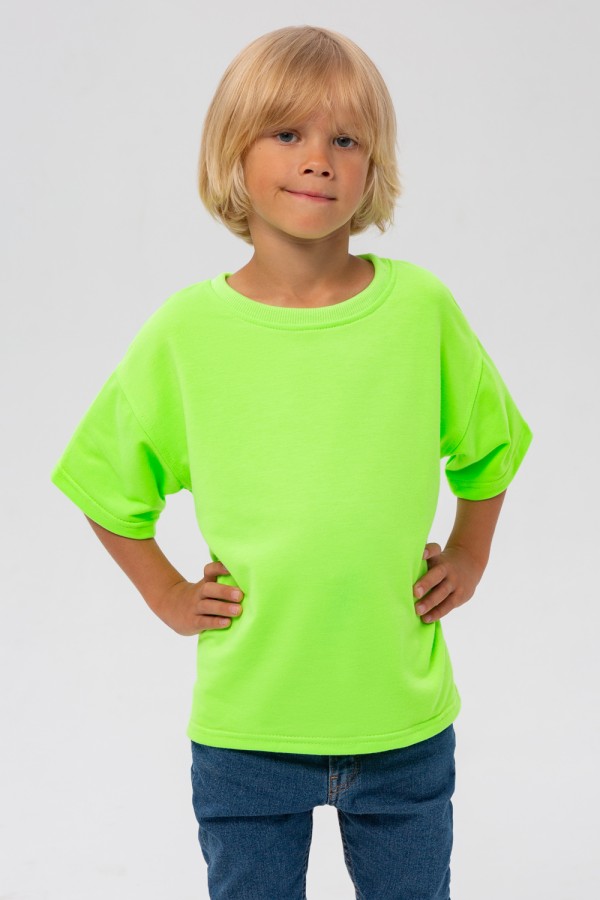  Kid's T-shirt oversize neon green 9XS-20-Kids-(На_деток)    Детская Футболка оверсайз  