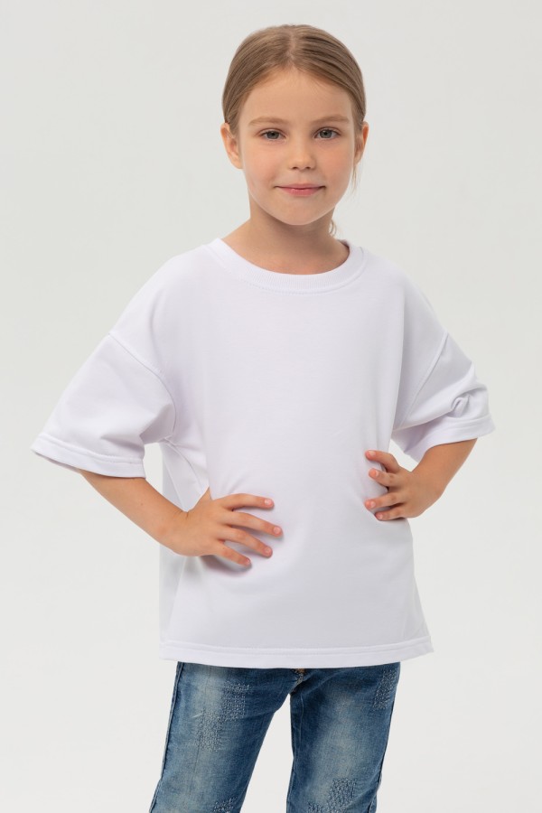  T-shirt oversize White 5XS-28-Kids-(На_деток)    Детская футболка оверсайз белая для деток с 3х лет 