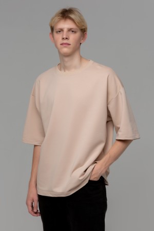 Футболка оверсайз бежевая мужская