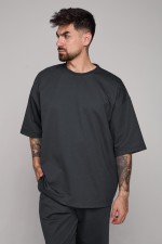 Oversize t-shirt graphite man S-46-Unisex-(Мужской)    Футболка оверсайз графитовая (темно-серая) мужская 