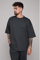 Футболка оверсайз графитовая (темно-серая) мужская