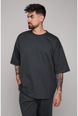 Футболка оверсайз графитовая (темно-серая) мужская