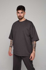  Oversize t-shirt graphite man XS-44-Unisex-(Мужской)    Футболка оверсайз графитовая (темно-серая) мужская 