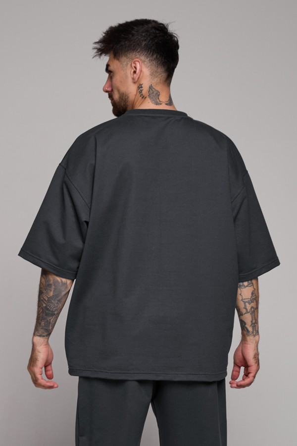 Футболка оверсайз графитовая (темно-серая) мужская   Магазин Толстовок Футболки OVERSIZE Мужские