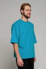  t-shirt oversize light turquoise man XS-44-Unisex-(Мужской)    Футболка оверсайз светлая бирюза мужская из футера 