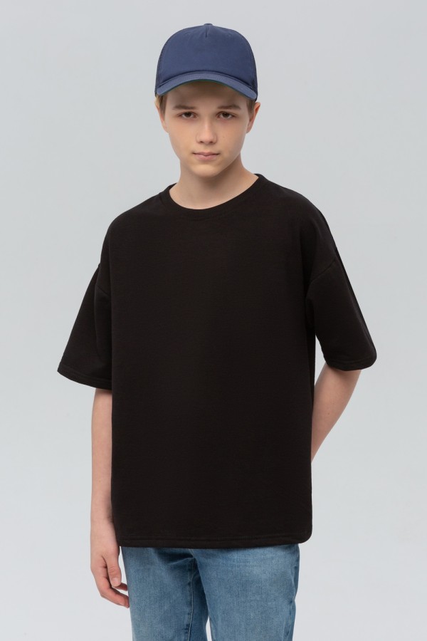  Oversize T-shirt for teenagers "Black" M-40-42-Teenage-(Подростковый)     Подростковая Футболка оверсайз Черная 
