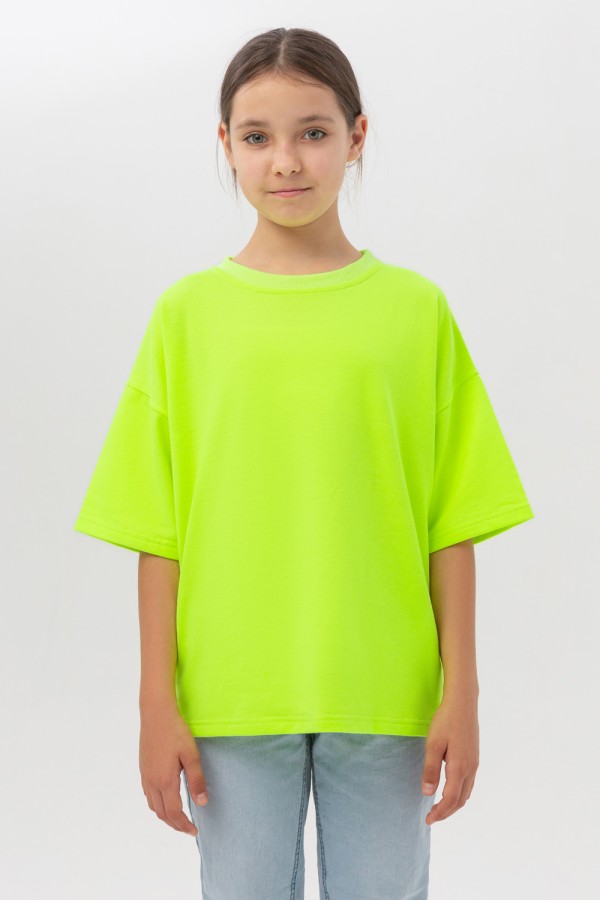  Oversize T-shirt for teenagers Neon Lime XL-44-46-Teenage-(Подростковый)     Подростковая Футболка оверсайз Неон Лайм 