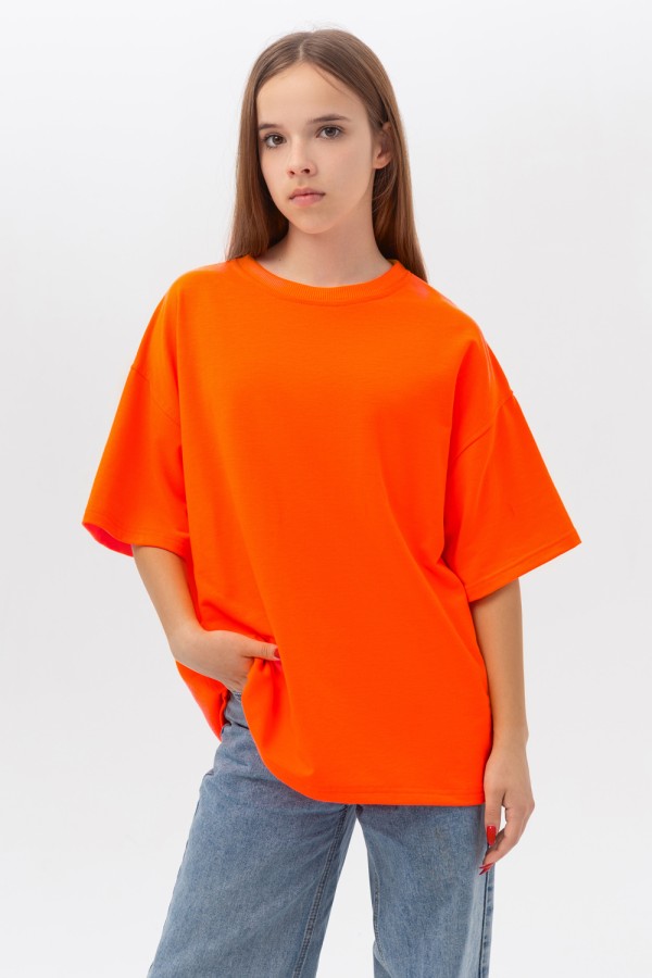  T-shirt OVERSIZE for teenagers Neon Orange XL-44-46-Teenage-(Подростковый)     Подростковая Футболка оверсайз Неон оранжевый 