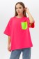  Oversize tshirt for teen neon Pink Lime pocket  S-38-40-Teenage-(Подростковый)    Подростковая Футболка оверсайз с кармашком неон розовый и лайм 