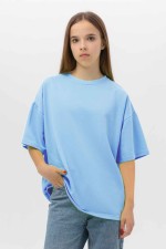  T-shirt for teenagers sky blue XS-36-38-Teenage-(Подростковый)    Подростковая футболка оверсайз небесно-голубая 