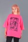  tshirt oversize neon Anime  woman XS-44-Unisex-(Женский)    Футболка оверсайз неоновая розовая с принтом Bloom 