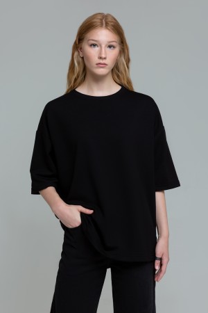 Футболка оверсайз черная женская