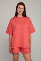 Футболка оверсайз коралловая