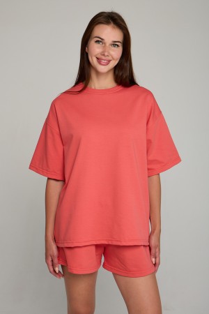Футболка оверсайз коралловая