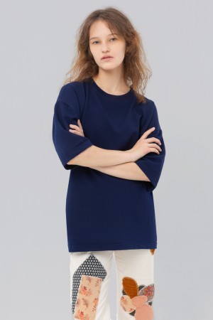 Футболка оверсайз темно-синяя