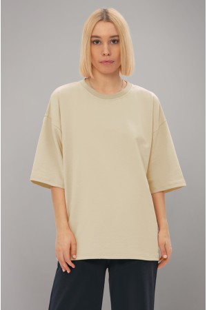 Футболка оверсайз экрю (молочная) из футера женская