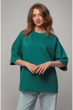  tshirt oversize emerald woman XS-44-Unisex-(Женский)    Футболка оверсайз изумрудная из футера женская (унисекс) 