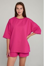 Футболка оверсайз фуксия (ярко-розовая)