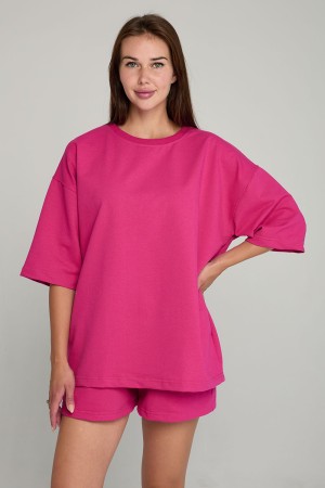 Футболка оверсайз фуксия (ярко-розовая)