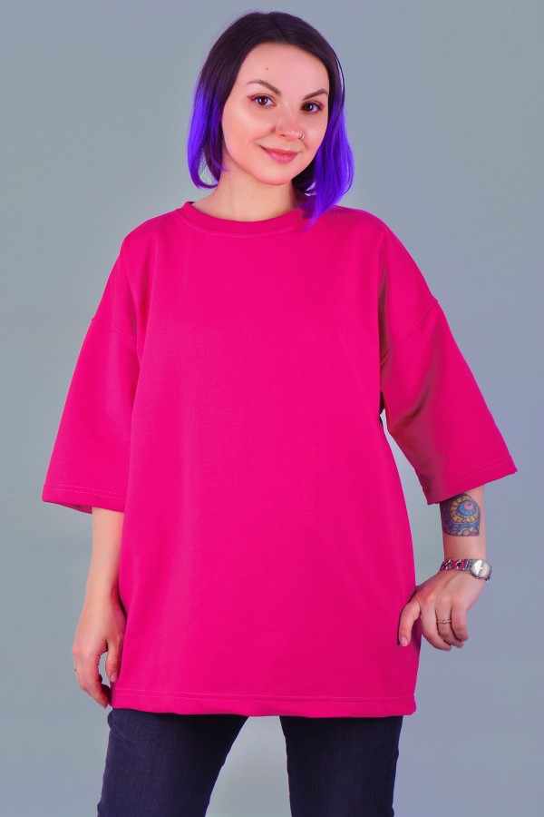  tshirt oversize fuchsia woman M-48-Unisex-(Женский)    Футболка оверсайз фуксия (ярко-розовая) 