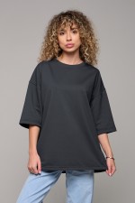  tshirt oversize graphite woman L-50-Unisex-(Женский)    Футболка оверсайз графитовая из футера женская (унисекс) 