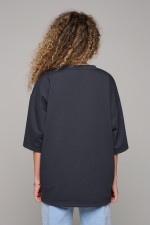 Футболка оверсайз графитовая из футера женская (унисекс)   Магазин Толстовок Футболки OVERSIZE Женские