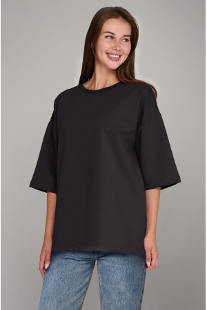 Футболка оверсайз графитовая из футера женская (унисекс)