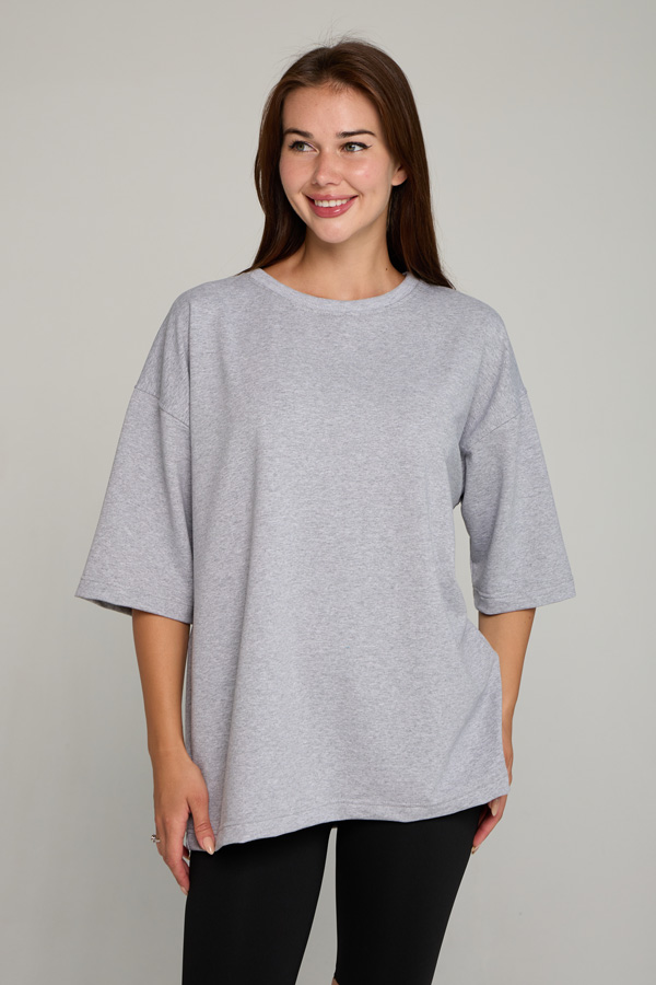  Oversize tshirt grey woman XS-44-Unisex-(Женский)    Футболка оверсайз серая женская 