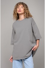  tshirt oversize middle grey woman XS-44-Unisex-(Женский)    Футболка оверсайз middle grey (средне-серый) из футера женская унисекс 