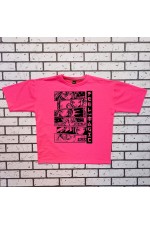 Футболка оверсайз неоновая розовая с принтом Bloom   Магазин Толстовок Футболки OVERSIZE Женские