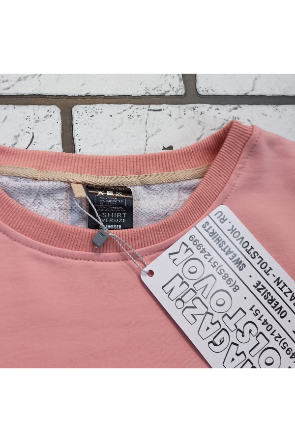 Футболка оверсайз персиковая с карманом и цветочным принтом на спине   Магазин Толстовок Футболки OVERSIZE Женские