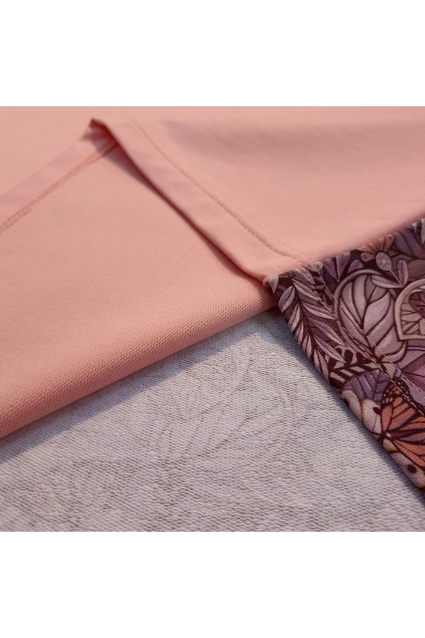 Футболка оверсайз персиковая с карманом и цветочным принтом на спине   Магазин Толстовок Футболки OVERSIZE Женские