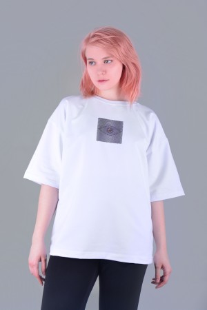 Футболка оверсайз белая с принтом Solar System
