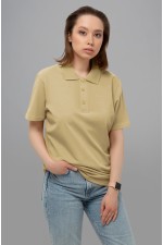 Футболка поло бежевая (песочная) женская T-shirt sand beige woman XS-44-Unisex-(Женский) Футболка поло бежевая (песочная) женская
