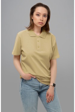 Футболка поло бежевая (песочная) женская