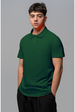 Футболка поло мужская темно-зеленая
