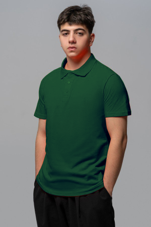 Футболка поло мужская темно-зеленая