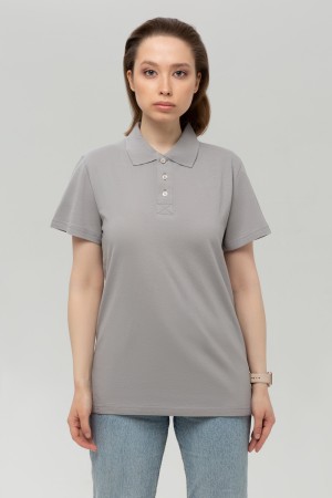 Футболка поло светло-серая
